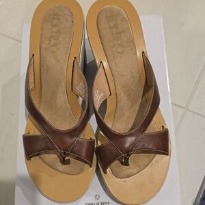 Indigo Brown Leather Heeled Sandals